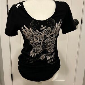 Edgy Black Graphic Tee for Women